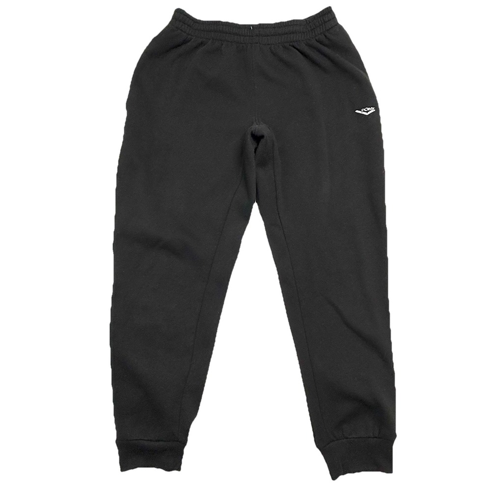 PONY Sweatpants Mens Size M Medium Black Joggers‎ Zip Pockets Drawstring Warm